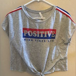 Womens Grey Tied Crop Top